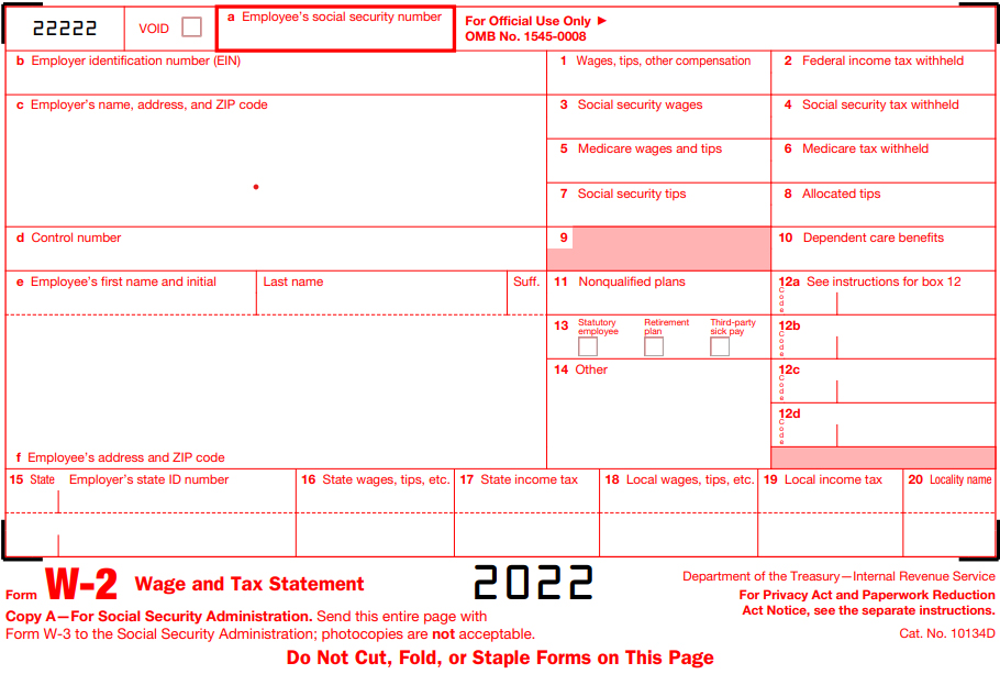 2022 Form W2 for the State of Missouri